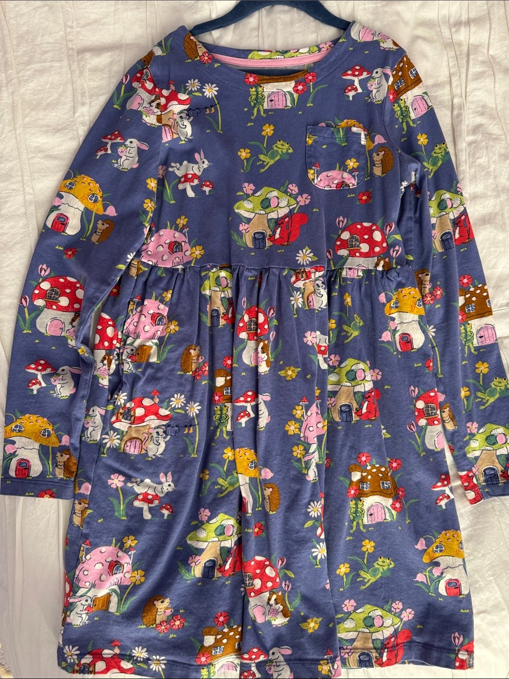 Mini Boden Purple Mushroom Cottage Print Long Sleeve Dress